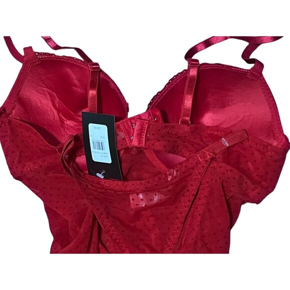 Fredericks of Hollywood NWT Adele Lace & Mesh Underwire Chemise Panty Set Sz Med - Picture 11 of 15